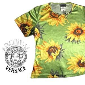Rare Vintage Versus Versace Cotton Sunflower Tee - Size Small